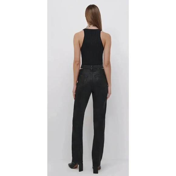 NEW-NWT! Jonathan Simkhai AMELIA black STRAIGHT LEG DENIM - Picture 5 of 9